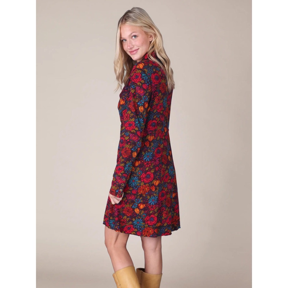 nwt M Natural Life cotton mini long sleeve floral dress church party vacation - Picture 3 of 3